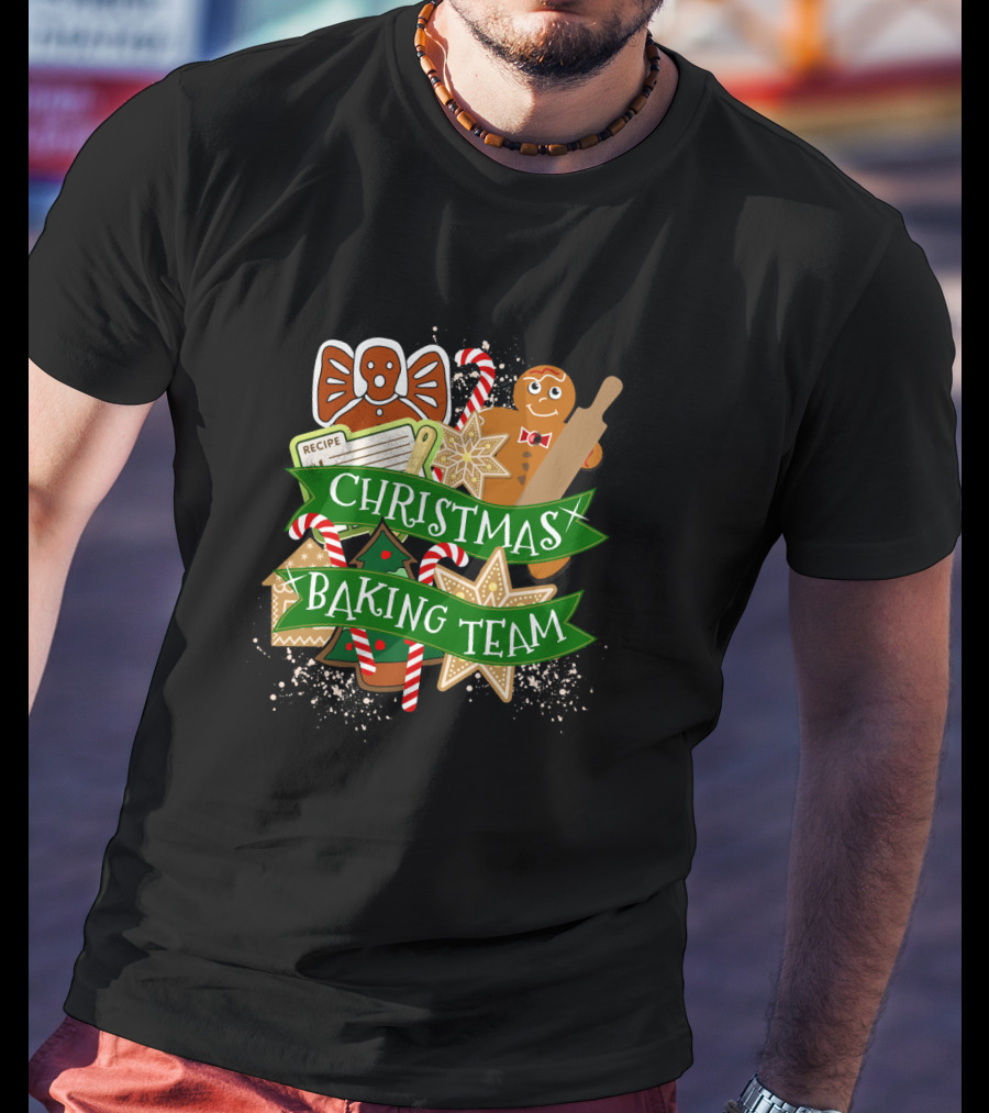 Christmas Baking Team Gingerbread Candy Cane Cookie Recipe Bowtie T-Shirt