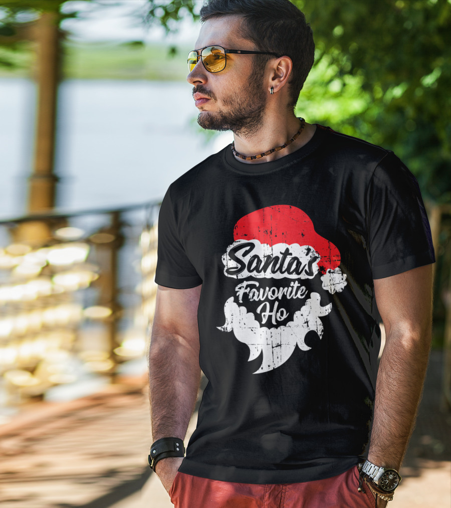 Santa's Favorite Ho Christmas Beard And Hat T-Shirt