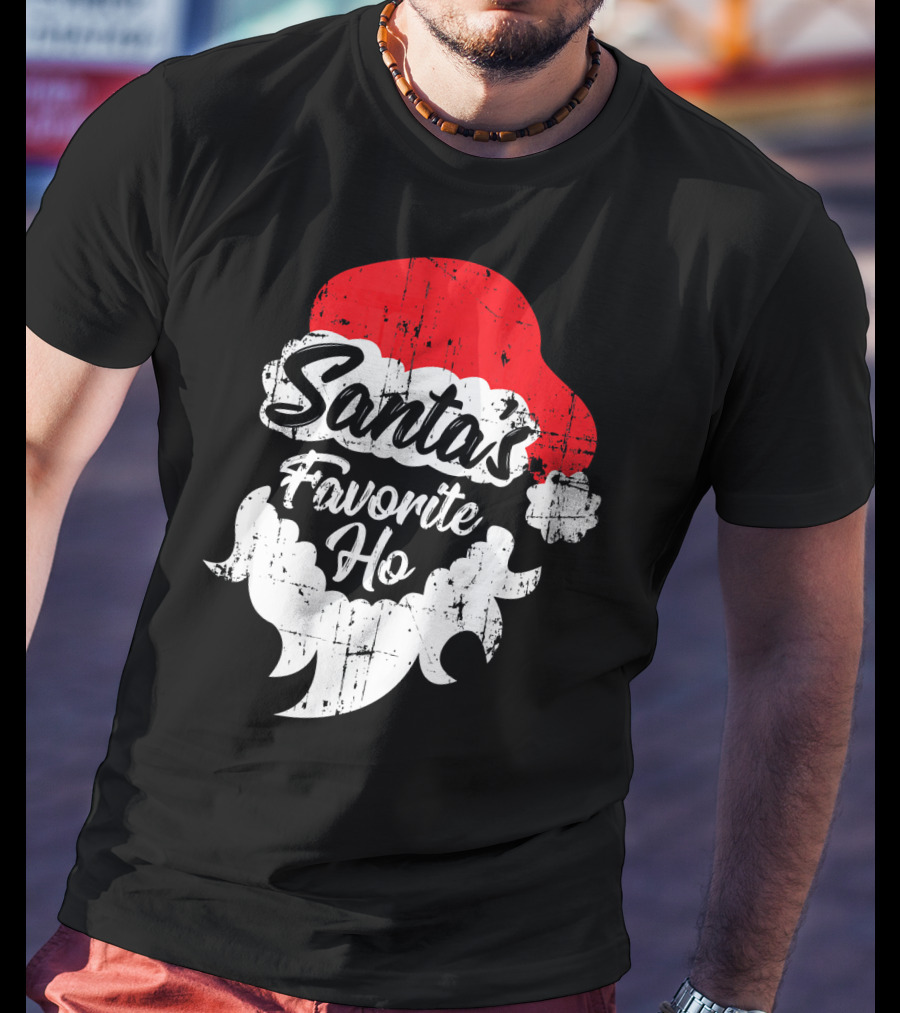 Santa's Favorite Ho Christmas Beard And Hat T-Shirt