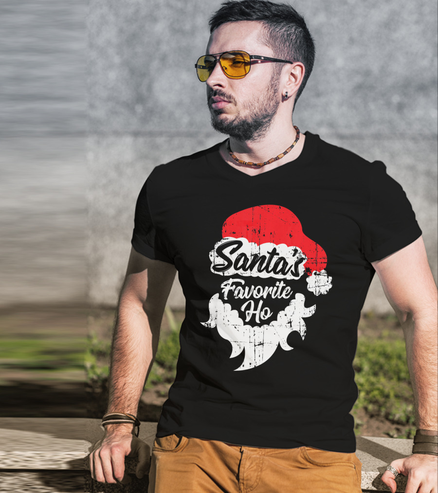 Santa's Favorite Ho Christmas Beard And Hat T-Shirt