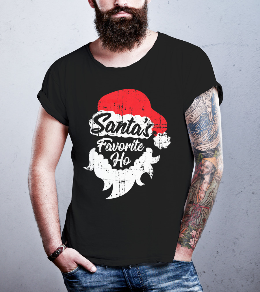 Santa's Favorite Ho Christmas Beard And Hat T-Shirt