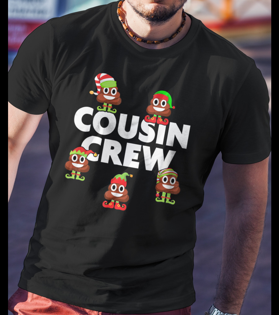 Cousin Crew Christmas PJs Elf Poop Emoji T-Shirt