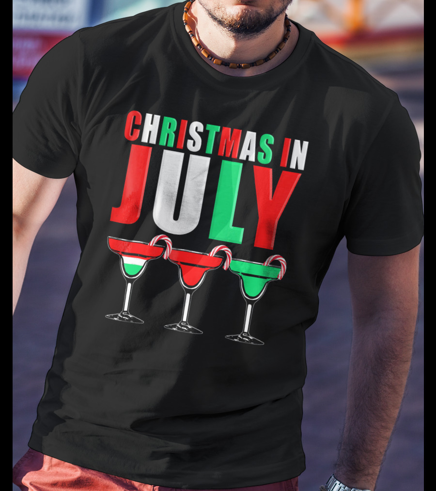 Christmas In July Candy Cane Cocktail Mixed Drinks T-Shirt