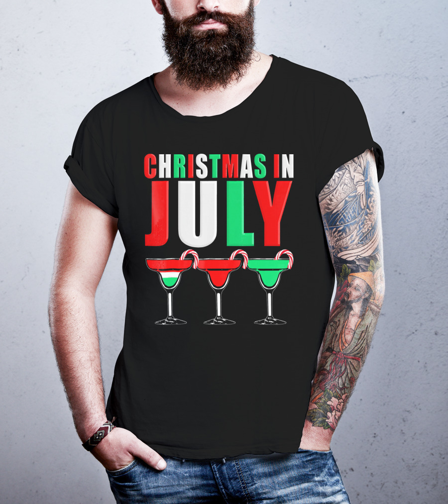 Christmas In July Candy Cane Cocktail Mixed Drinks T-Shirt