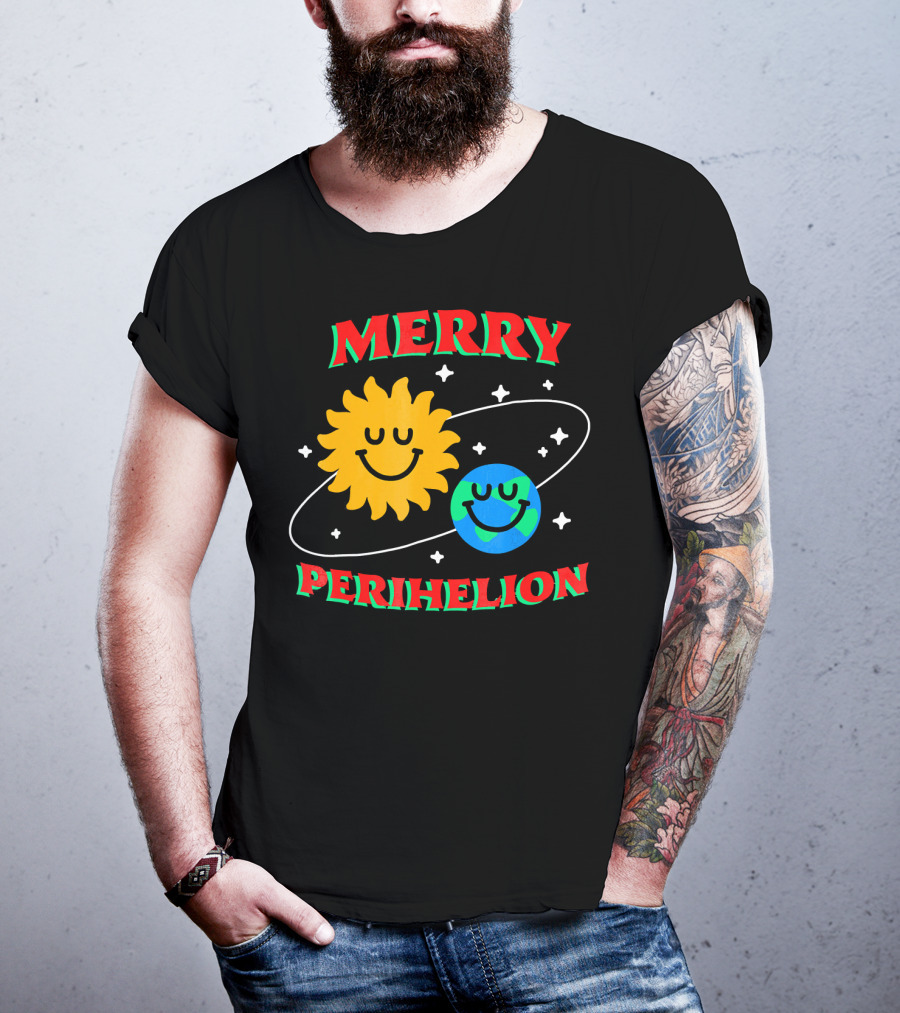 Merry Perihelion Sun Earth Smiling Orbit T-Shirt
