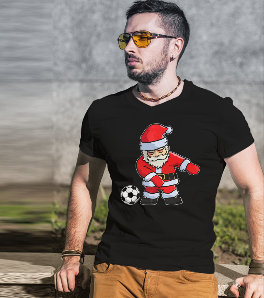 Santa Claus Dancing With Soccer Ball T-Shirt