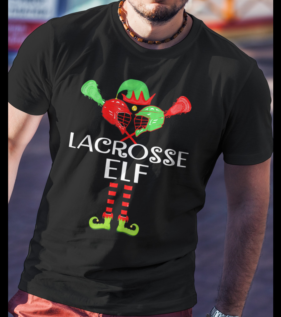 Lacrosse Elf Funny Holiday Sports Lover T-Shirt
