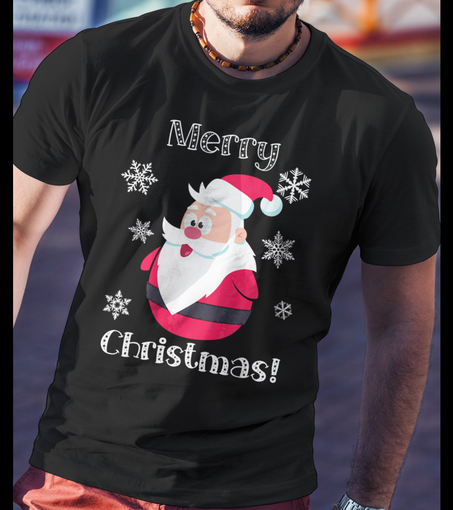 Merry Christmas Santa Claus Cute Snowflakes T-Shirt
