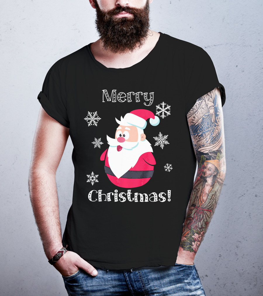 Merry Christmas Santa Claus Cute Snowflakes T-Shirt