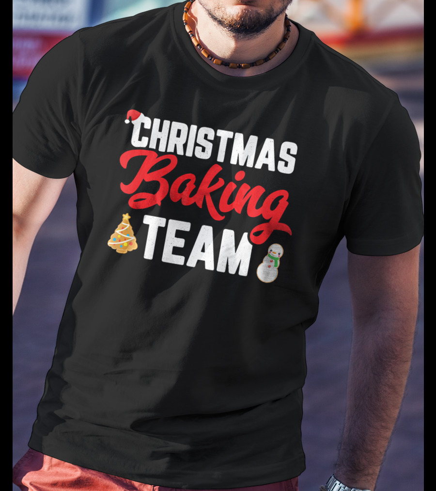 Christmas Baking Team Holiday Cookie Fun Christmas Tree Snowman T-Shirt