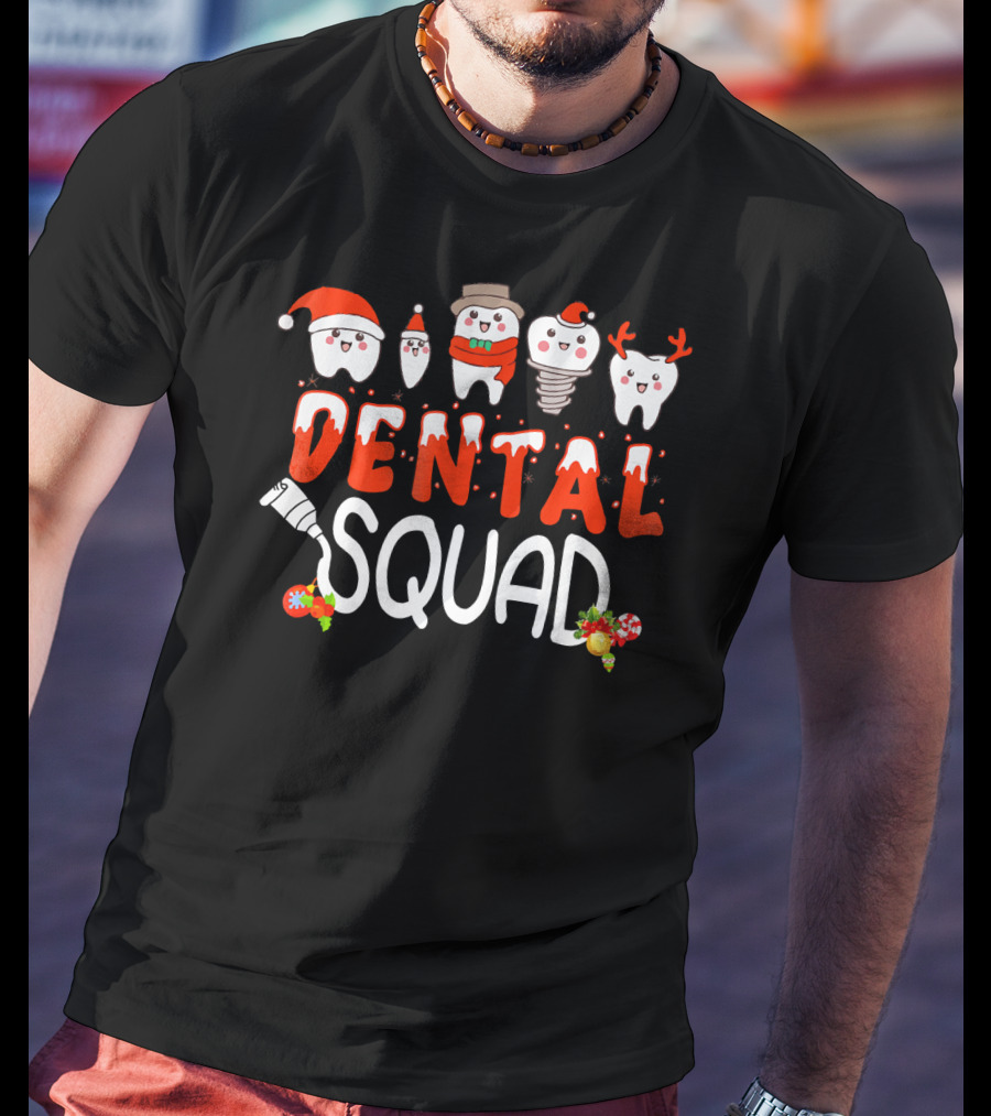 Dental Squad Tooth Christmas Santa Reindeer Festive Dent T-Shirt