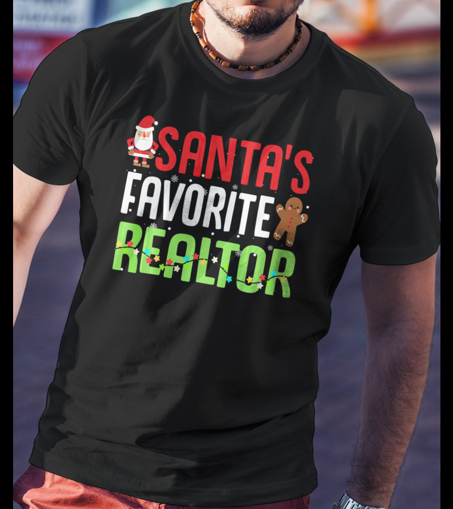 Santa's Favorite Realtor Gingerbread Lights T-Shirt