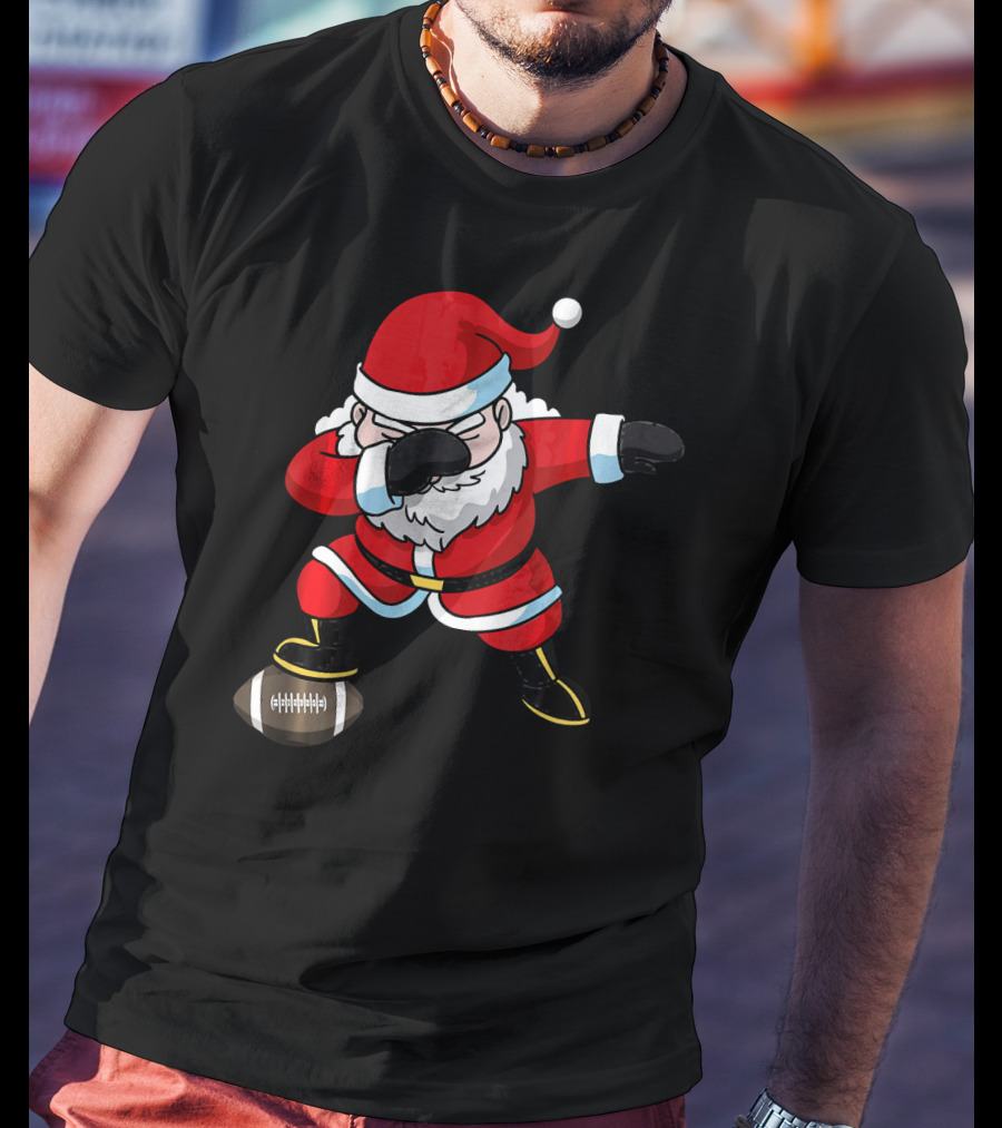 Football Santa Dabbing With Christmas Cheer T-Shirt