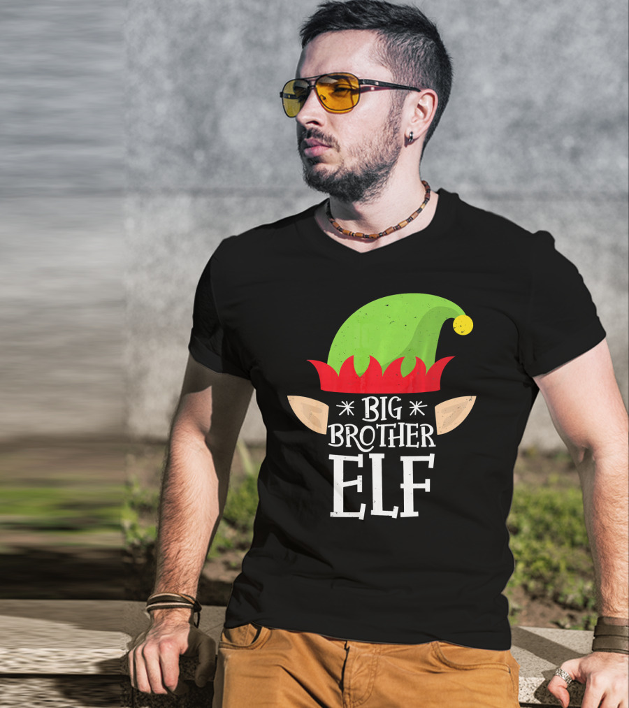 Big Brother Elf Hat Ears Christmas T-Shirt