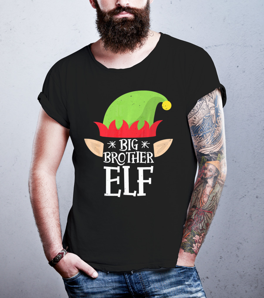 Big Brother Elf Hat Ears Christmas T-Shirt