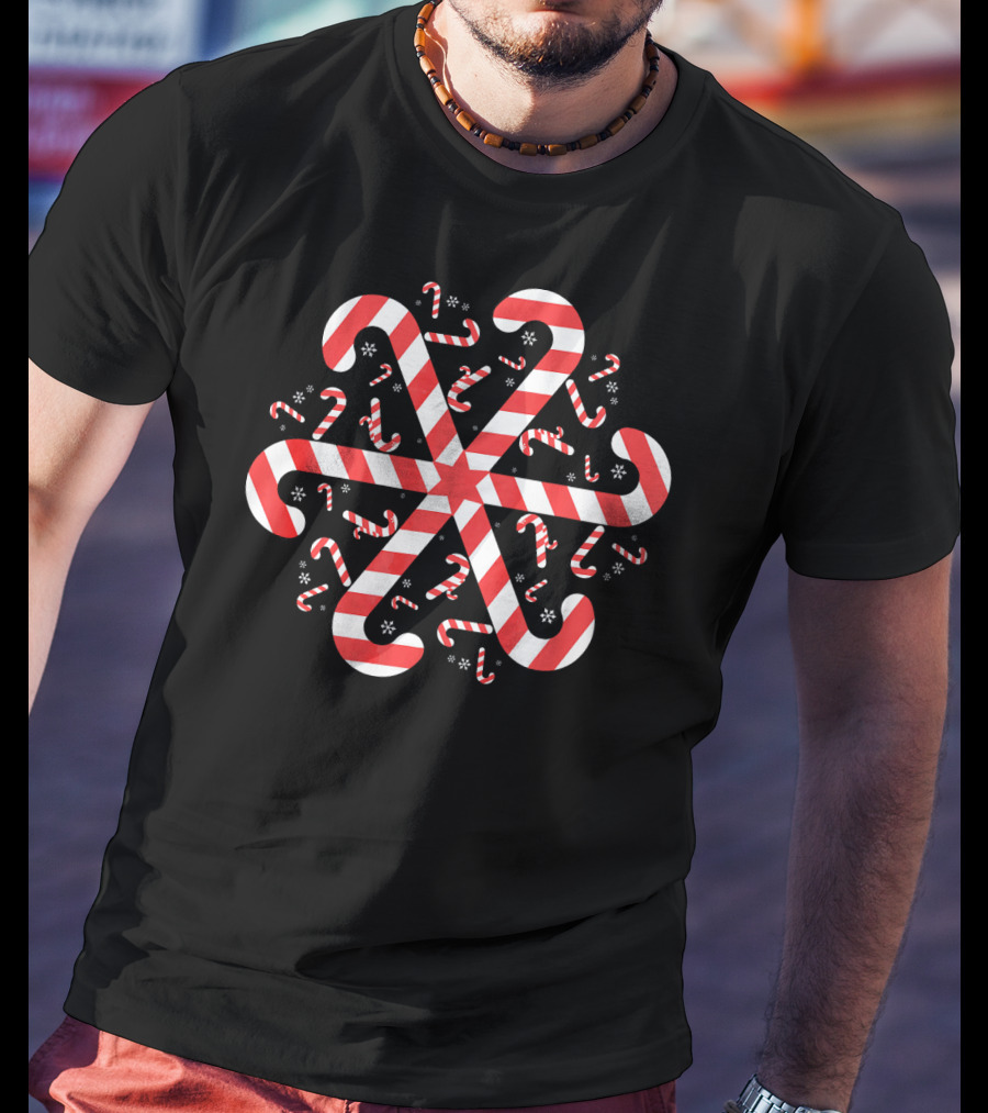 Candy Cane Christmas Snowflake T-Shirt