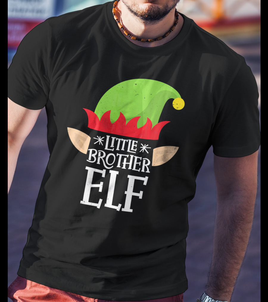 Little Brother Elf Funny Christmas Family T-Shirt