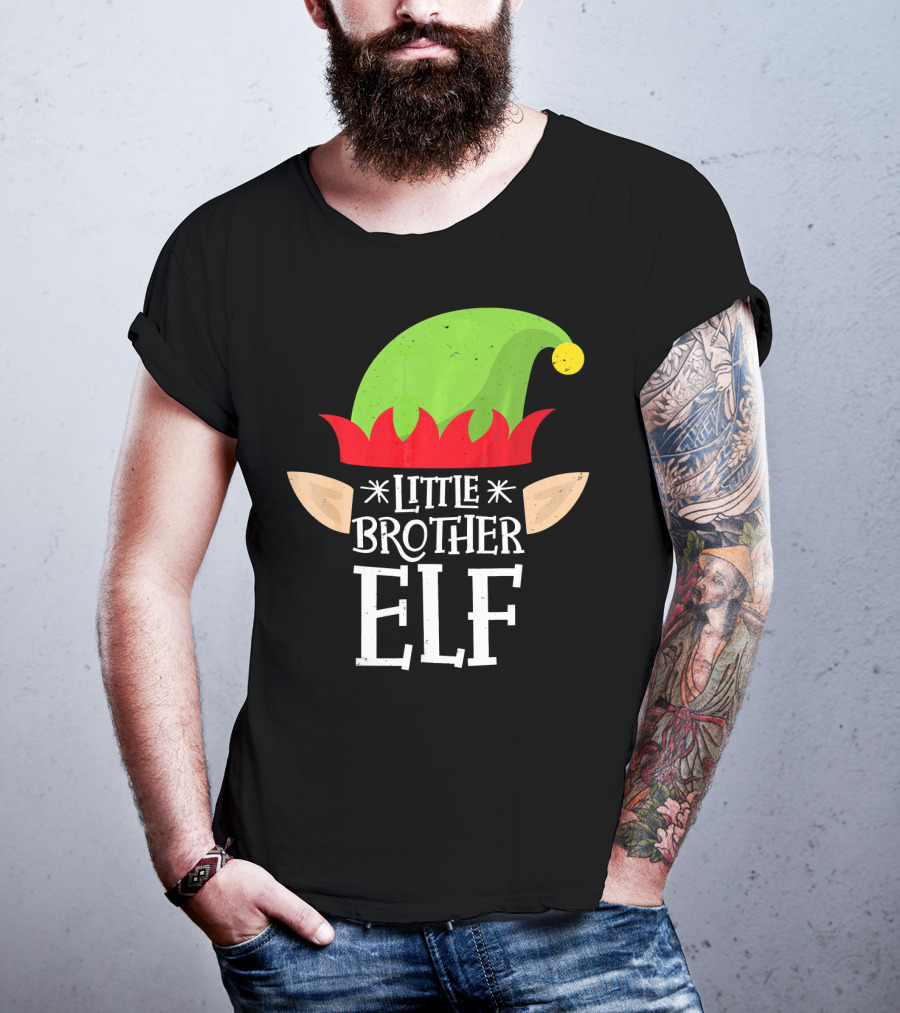 Little Brother Elf Funny Christmas Family T-Shirt