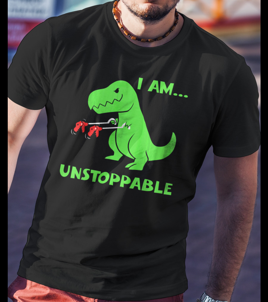 I Am Unstoppable T Rex Dinosaur Boxing Gloves T-Shirt