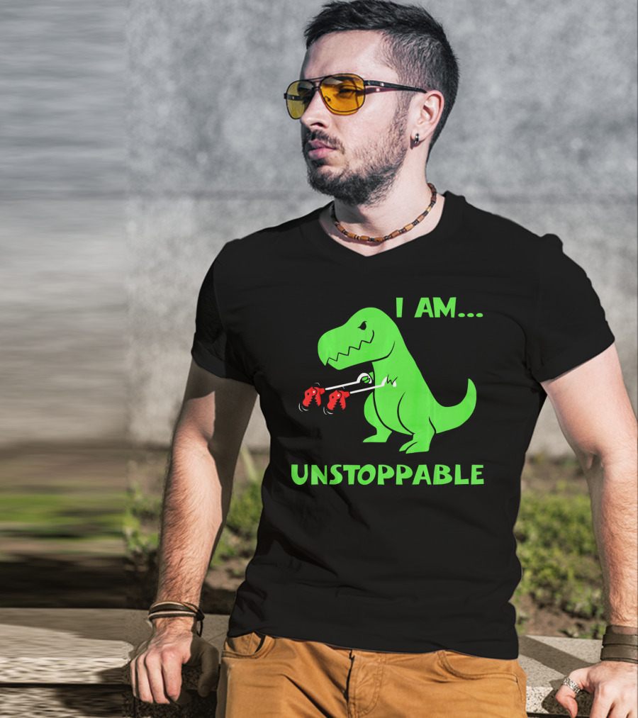 I Am Unstoppable T Rex Dinosaur Boxing Gloves T-Shirt