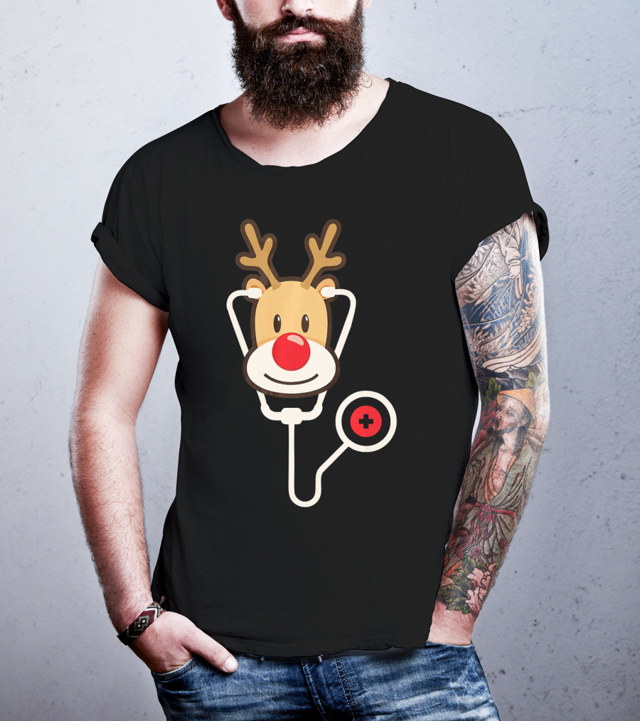 Cute Moose Reindeer Stethoscope Nurse T-Shirt