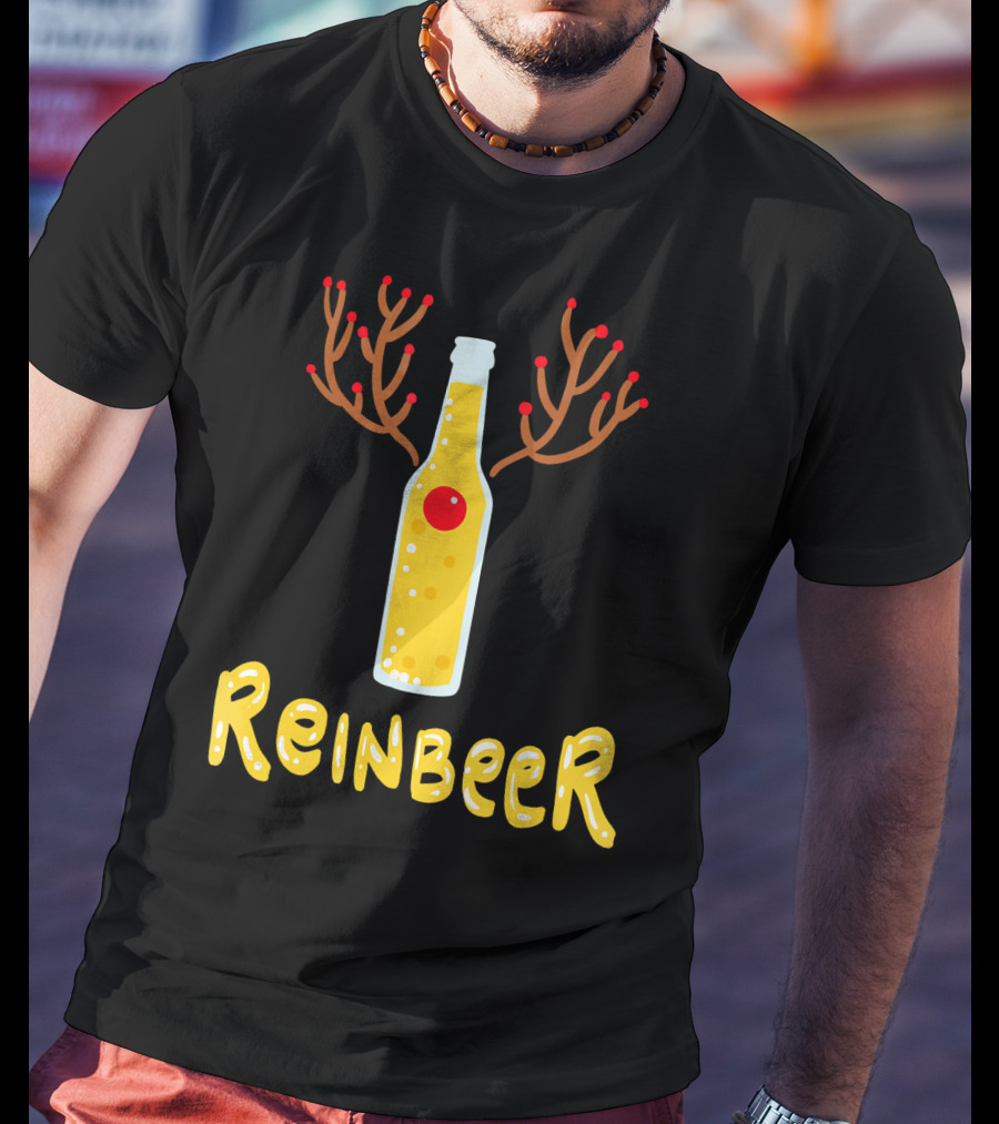 Reindeer Reinbeer Antler Bottle T-Shirt