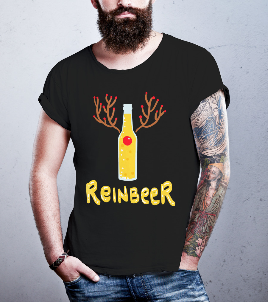 Reindeer Reinbeer Antler Bottle T-Shirt