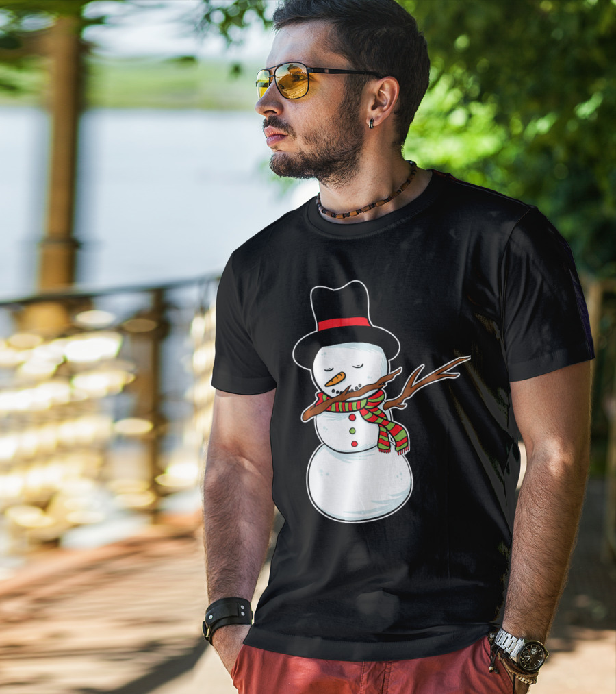 Dabbing Dab Snowman With Hat And Scarf T-Shirt