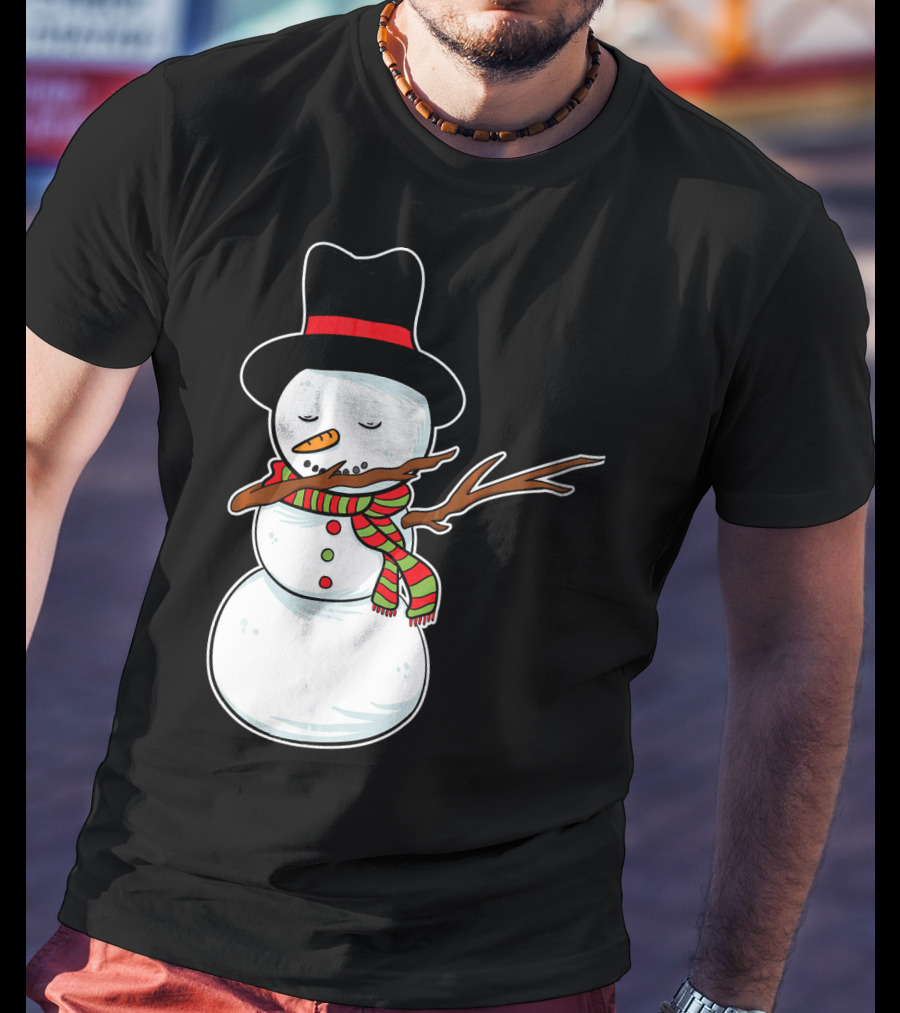 Dabbing Dab Snowman With Hat And Scarf T-Shirt