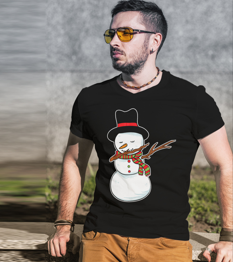 Dabbing Dab Snowman With Hat And Scarf T-Shirt