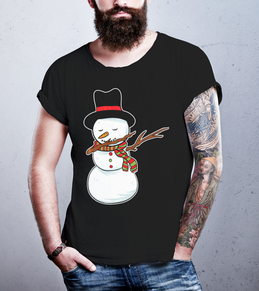 Dabbing Dab Snowman With Hat And Scarf T-Shirt