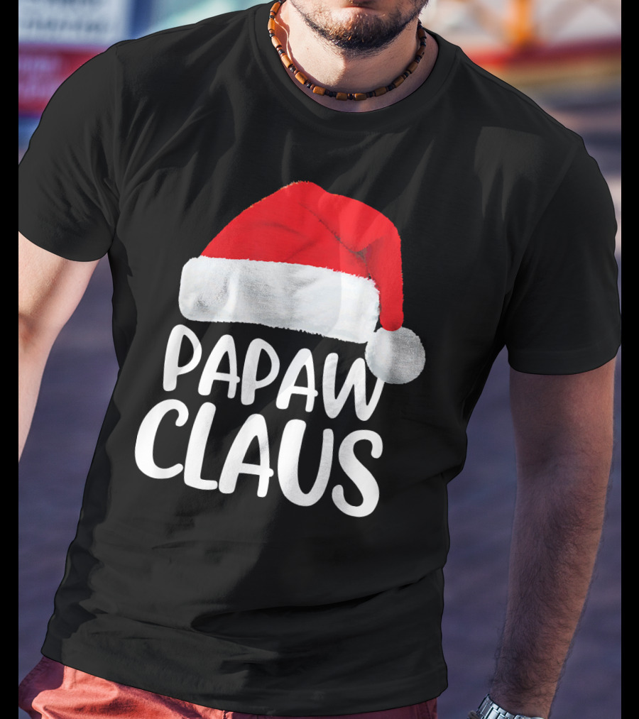 Papaw Claus Red Santa Hat Christmas T-Shirt