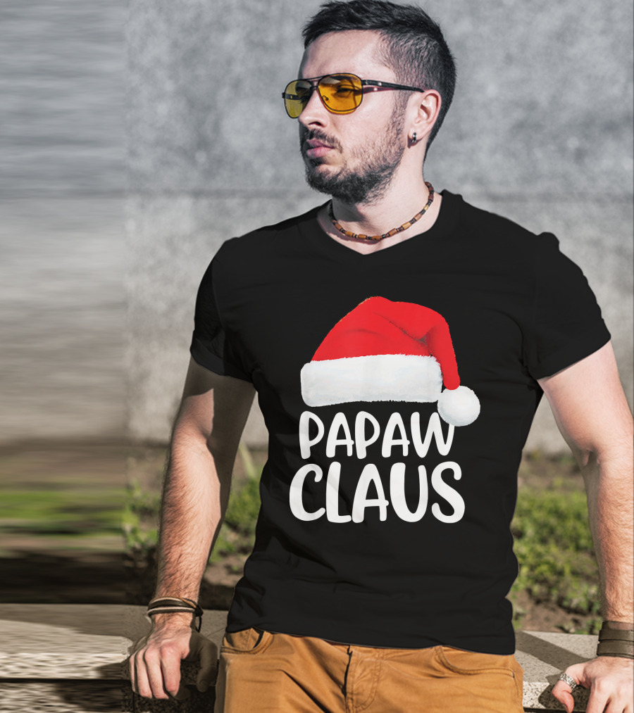 Papaw Claus Red Santa Hat Christmas T-Shirt