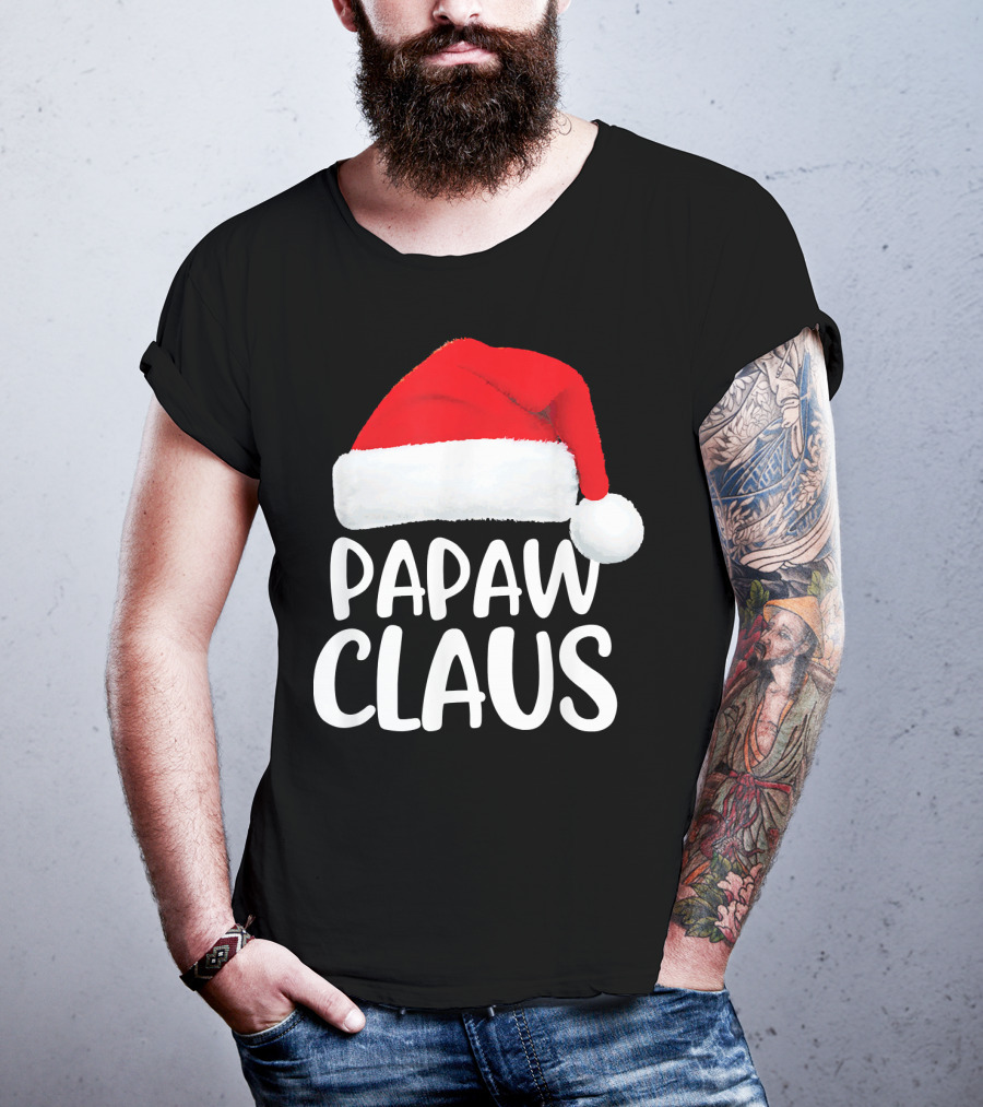 Papaw Claus Red Santa Hat Christmas T-Shirt