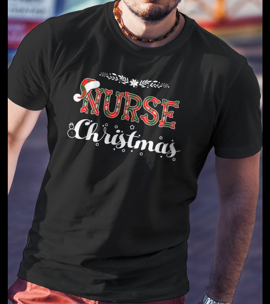 Nurse Christmas Santa Hat Holiday Decor T-Shirt