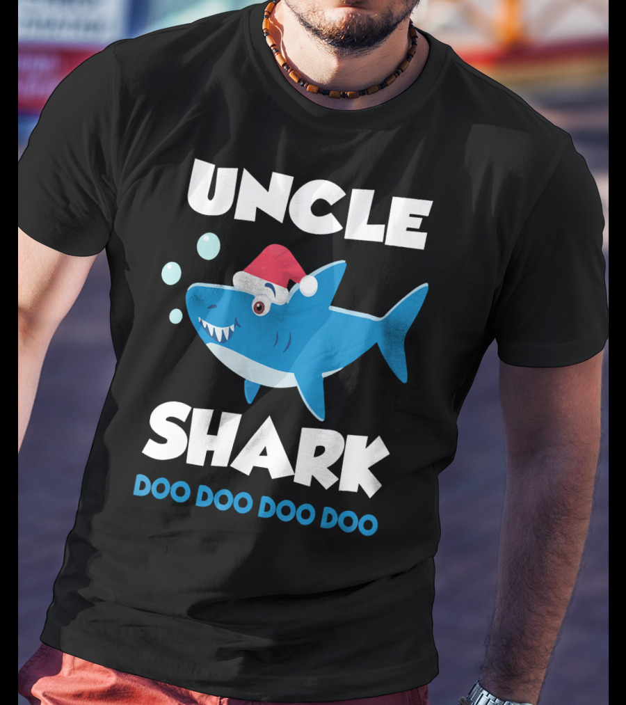 Uncle Shark Doo Doo Doo Doo Christmas Shark Santa Hat T-Shirt