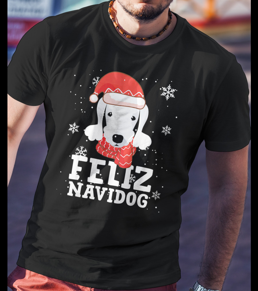 Feliz Navidog Bedlington Terrier Christmas Holiday Fun T-Shirt