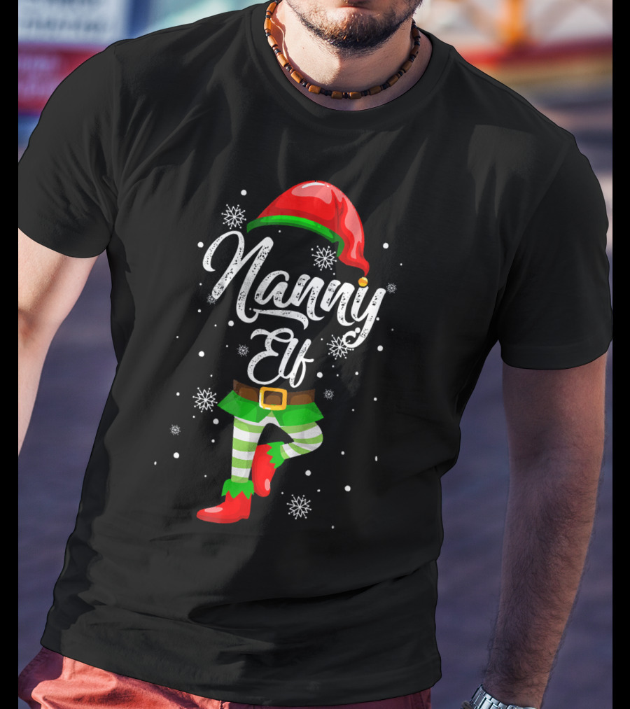 Nanny Elf Festive Christmas Snowflakes T-Shirt