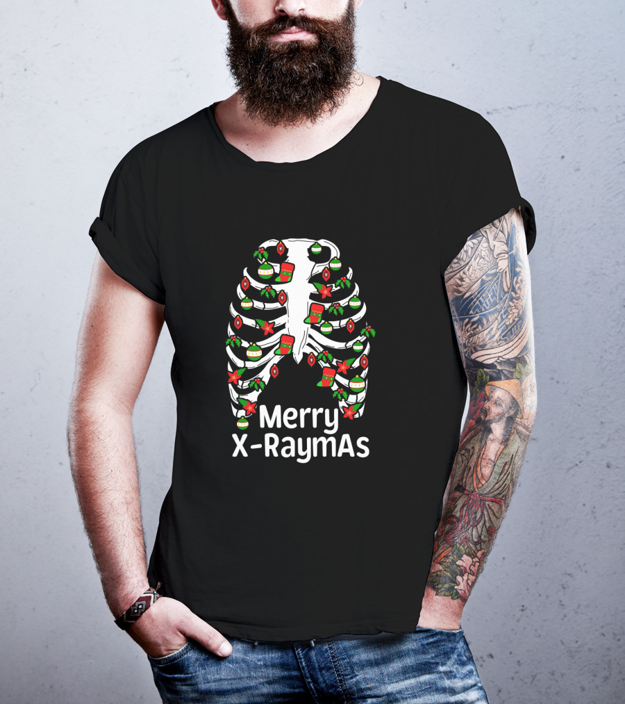 Merry X RaymAs Radiologist Christmas Skeleton Humor T-Shirt