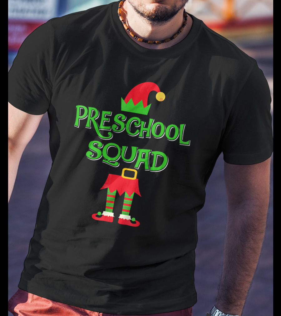 Preschool Squad Christmas Elf Teacher T-Shirt