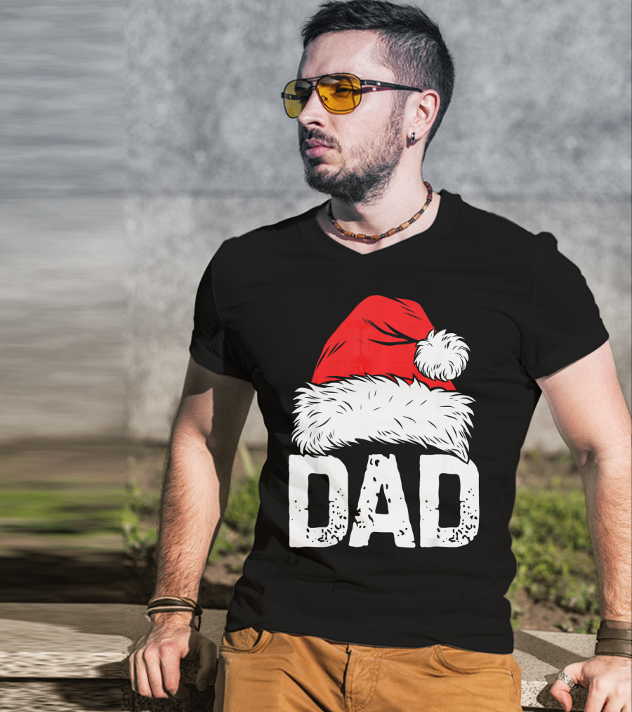 Dad Santa Hat Christmas Family Match T-Shirt