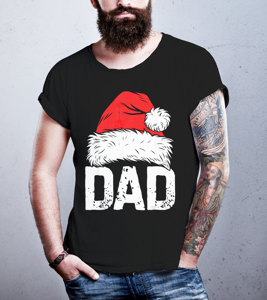Dad Santa Hat Christmas Family Match T-Shirt