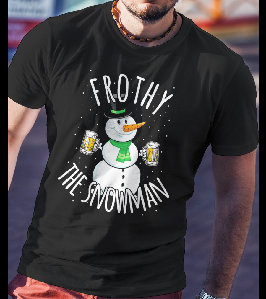 Frothy The Snowman Funny Christmas Beer T-Shirt