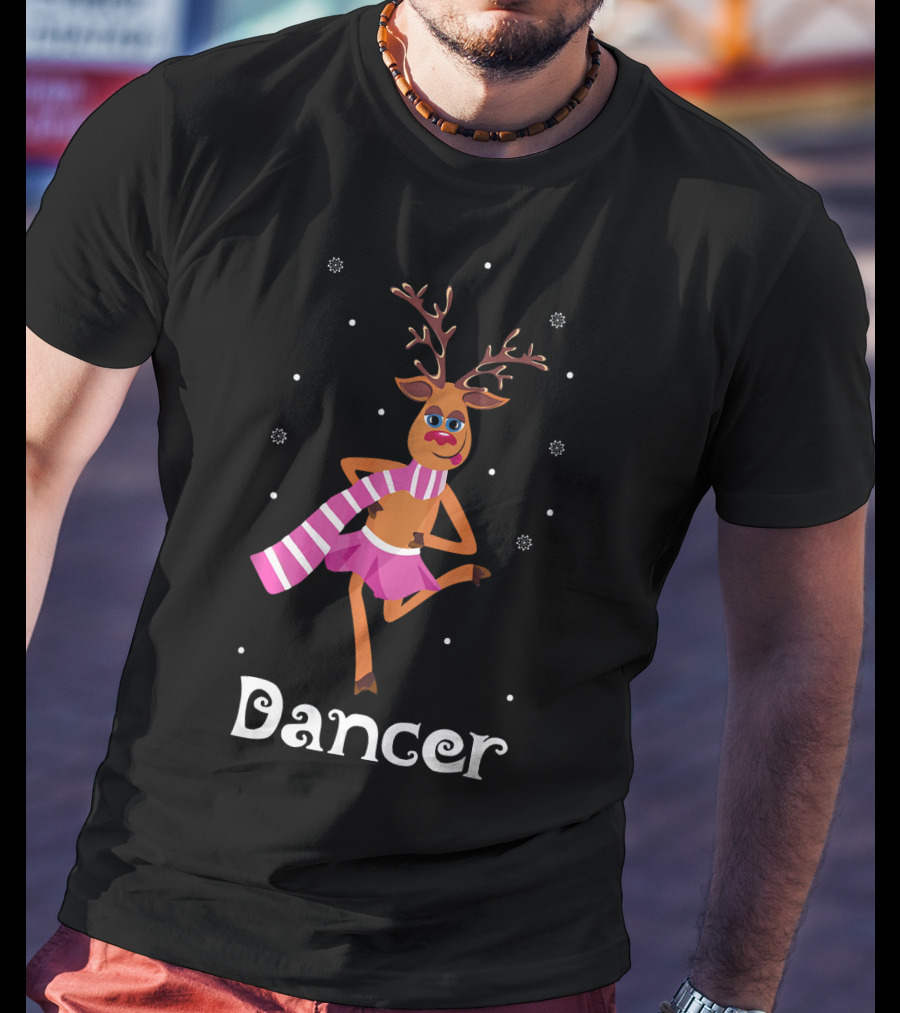 Dancer Pink Skirt Reindeer Girl With Antlers T-Shirt