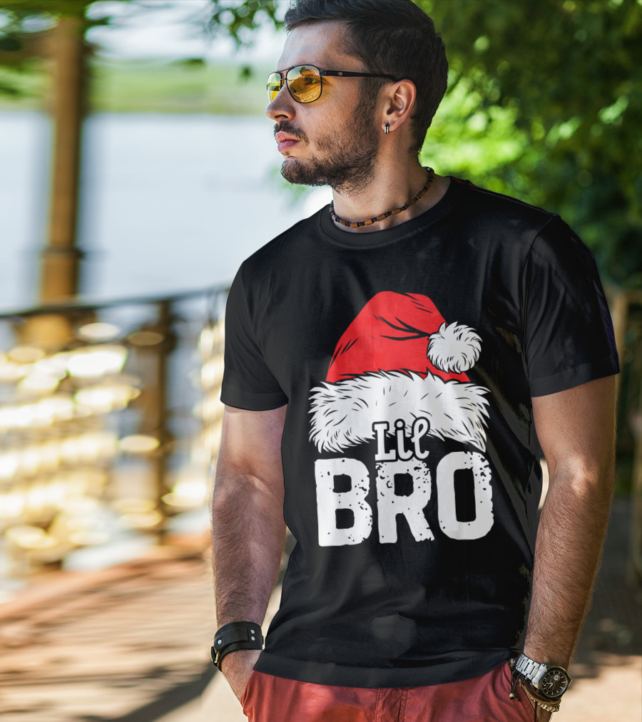 Lil Bro Santa Hat Christmas T-Shirt