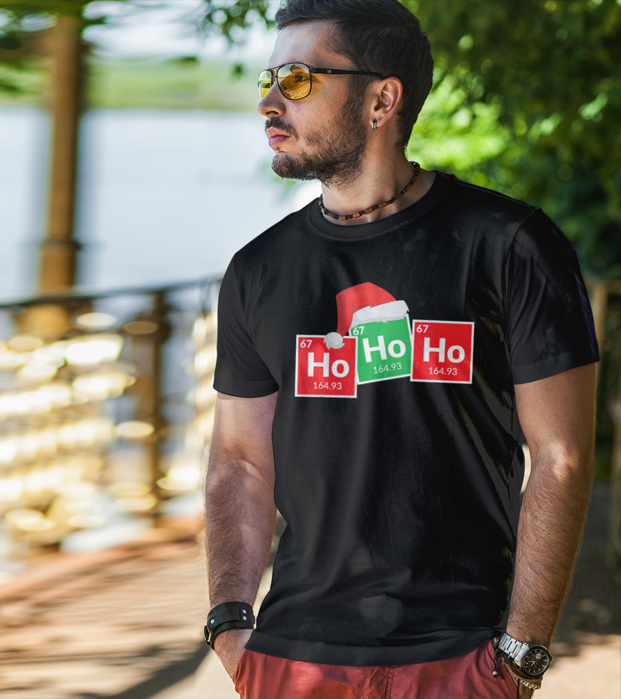 Christmas Ho Ho Ho Santa Periodic Table Elements Fun T-Shirt