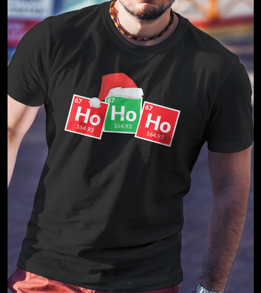 Christmas Ho Ho Ho Santa Periodic Table Elements Fun T-Shirt