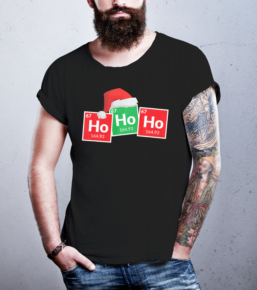 Christmas Ho Ho Ho Santa Periodic Table Elements Fun T-Shirt
