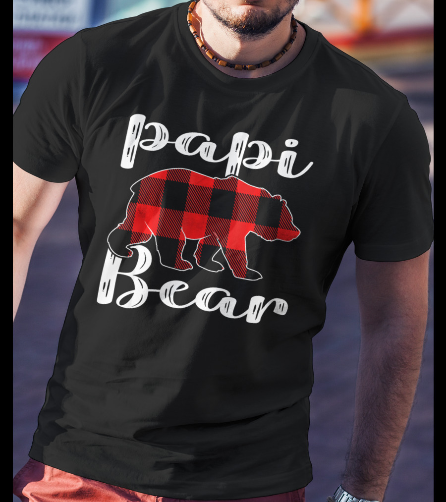 Papi Bear Plaid Christmas Matchin Buffalo Check T-Shirt