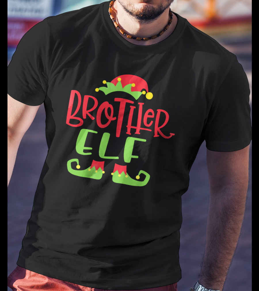 Brother Elf Christmas Hat And Shoes Festive Humor T-Shirt